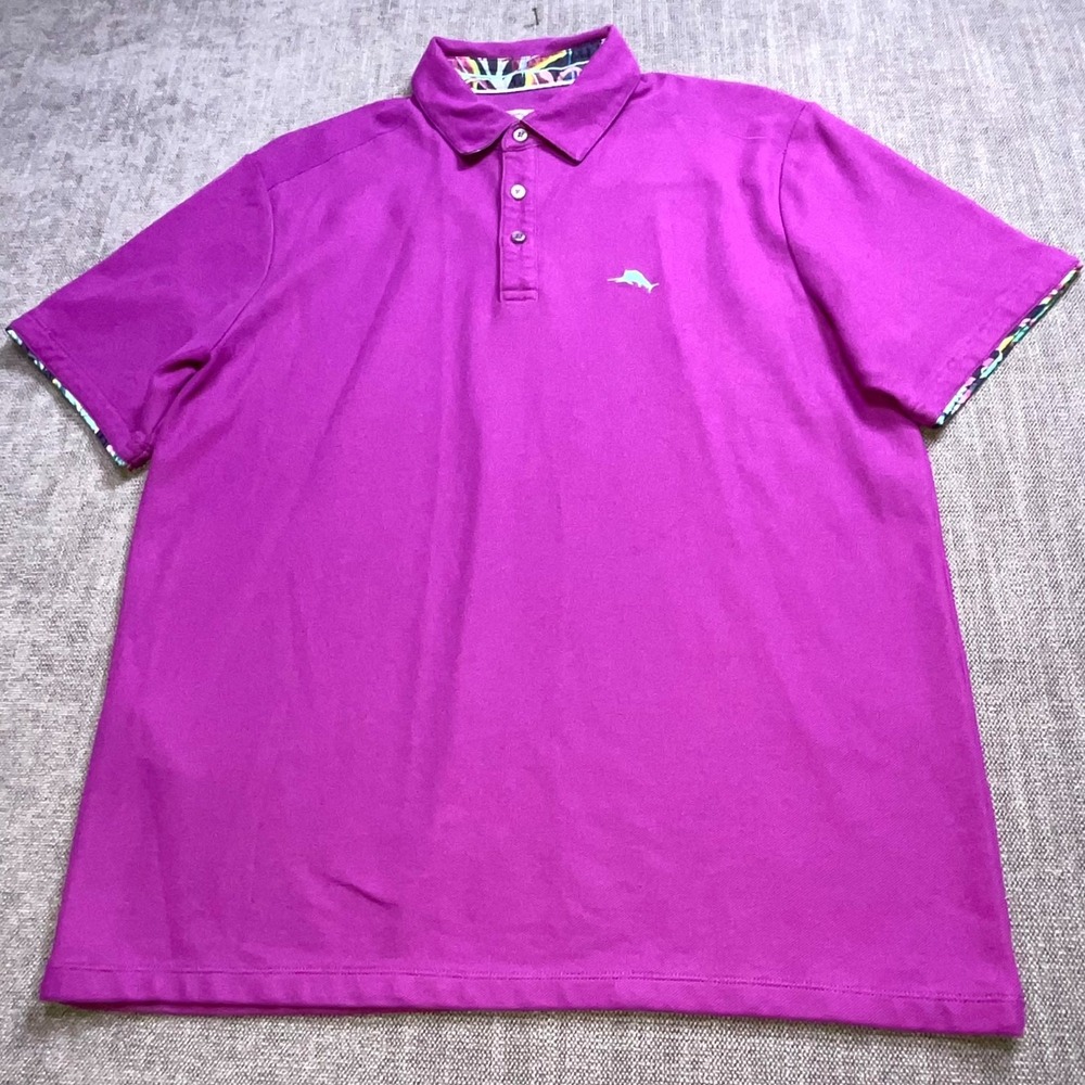 Tommy Bahama IslandZone Polo Shirt Mens Medium Purple Supima Cotton Tennis Golf